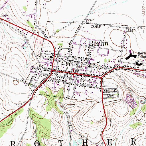 Topographic Map of Berlin, PA