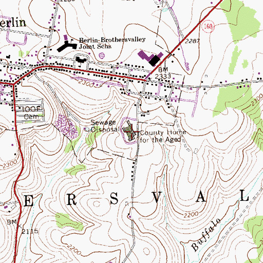 Topographic Map of Berlin-Brothersvalley Joint Schools, PA