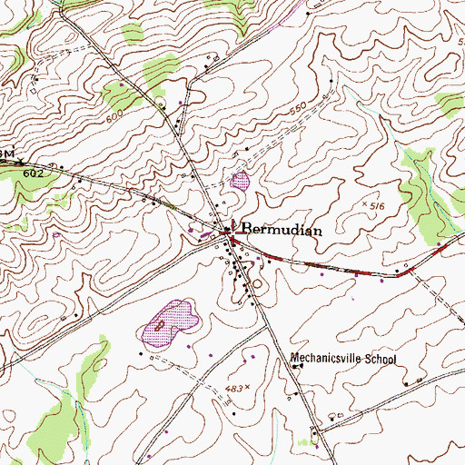 Topographic Map of Bermudian, PA