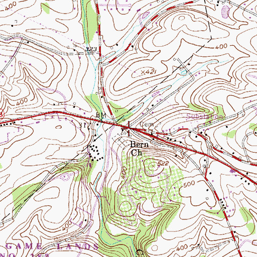 Topographic Map of Bern Church, PA