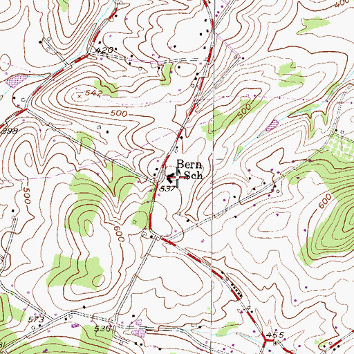 Topographic Map of Bern School, PA