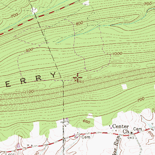 Topographic Map of Berry Mountain, PA