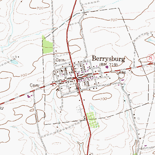 Topographic Map of Berrysburg, PA