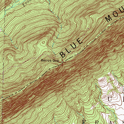 Topographic Map of Berrys Gap, PA