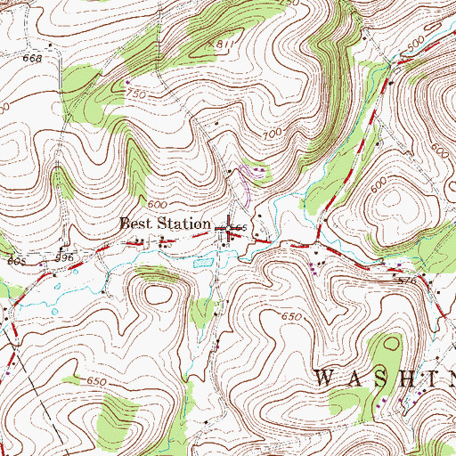 Topographic Map of Best Station, PA