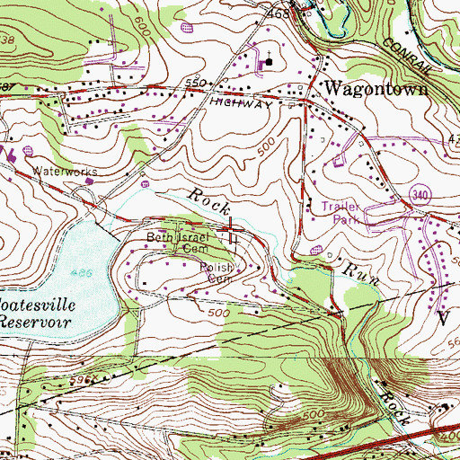 Topographic Map of Beth Israel Cemetery, PA