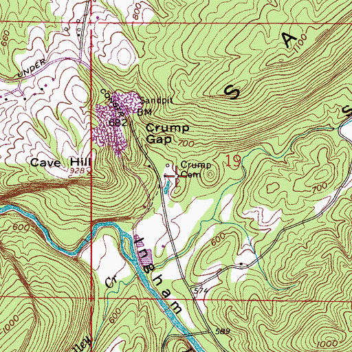Topographic Map of Crump Cemetery, AL