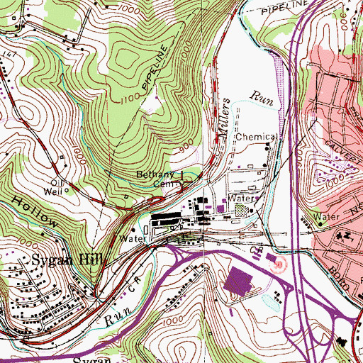 Topographic Map of Bethany Cemetery, PA