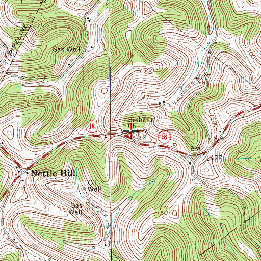 Topographic Map of Bethany Church, PA