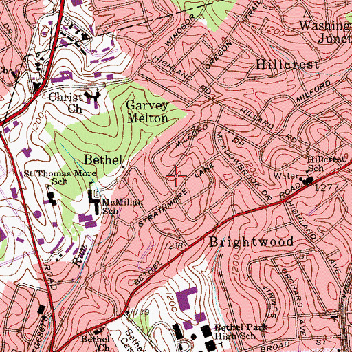 Topographic Map of Bethel, PA