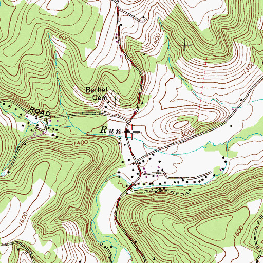 Topographic Map of Bethel Cemetery, PA
