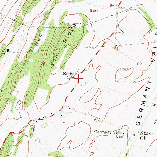 Topographic Map of Bethel Cemetery, PA