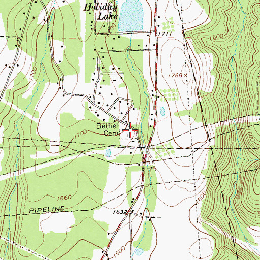 Topographic Map of Bethel Cemetery, PA