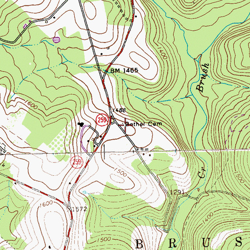 Topographic Map of Dutch Bethel Evangelical Cemetery, PA