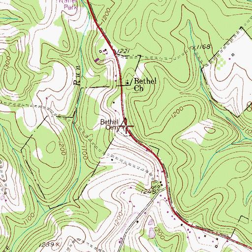 Topographic Map of Bethel / Bethel Methodist Church Cemetery, PA