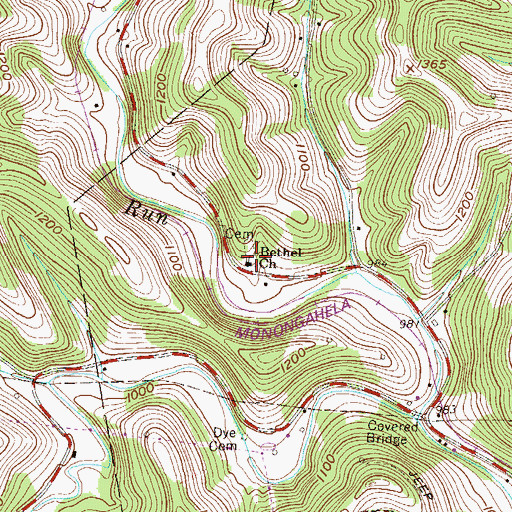 Topographic Map of Bethel Church, PA