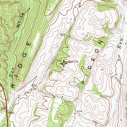 Topographic Map of Bethel Church, PA