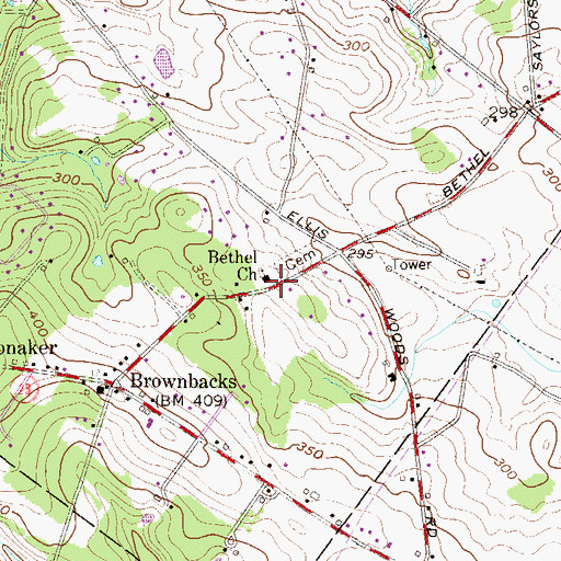 Topographic Map of Bethel Church, PA