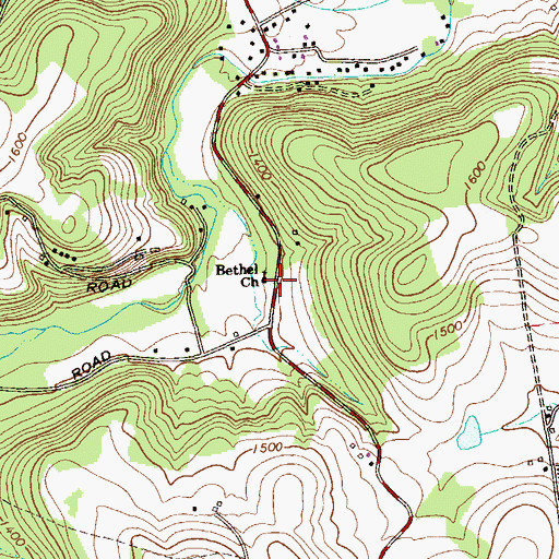 Topographic Map of Bethel Church, PA