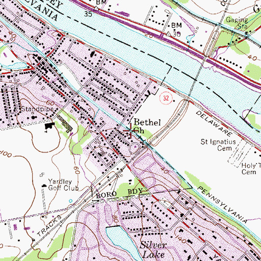 Topographic Map of Bethel Church, PA