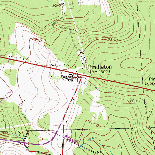 Topographic Map of Bethel Church, PA