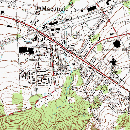 Topographic Map of Bethel Church, PA