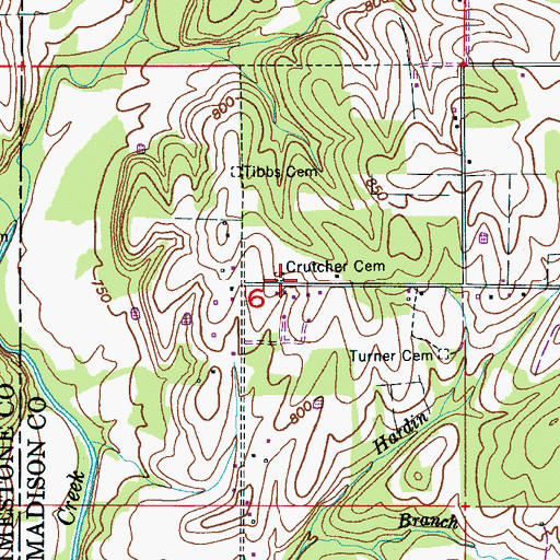 Topographic Map of Crutcher Cemetery, AL