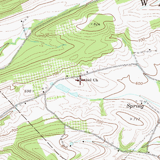 Topographic Map of Bethel Church, PA