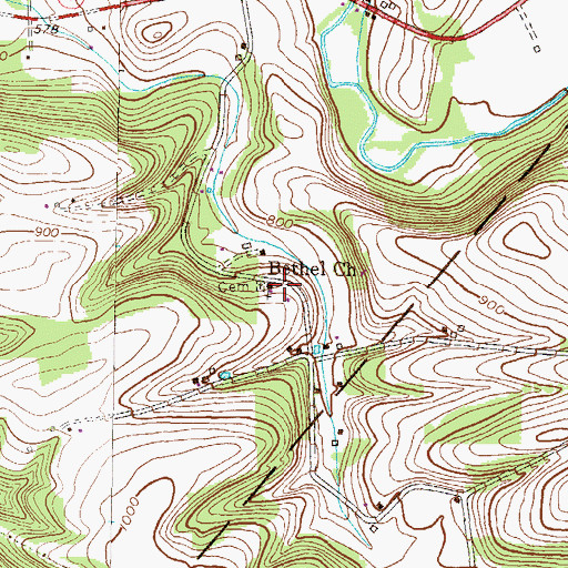 Topographic Map of Bethel Church, PA