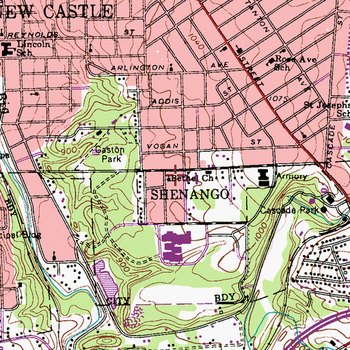 Topographic Map of Bethel Church, PA