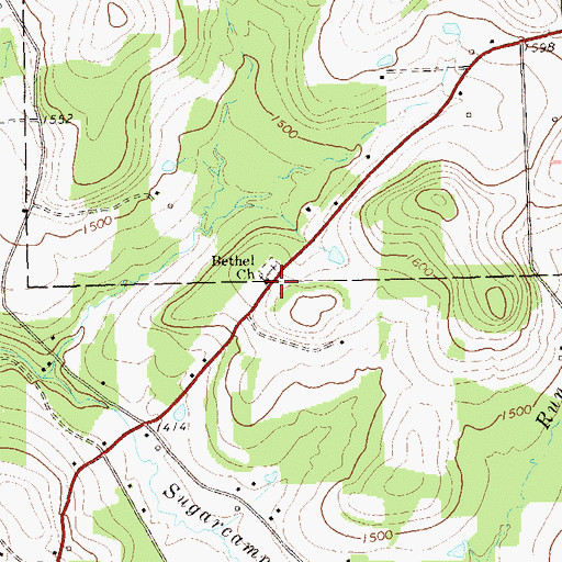 Topographic Map of Bethel Church, PA