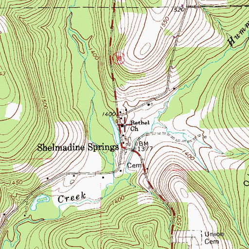 Topographic Map of Bethel Church, PA