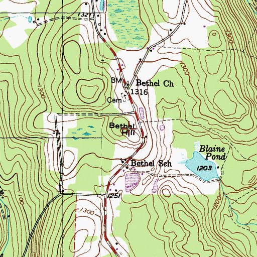 Topographic Map of Bethel Hill, PA