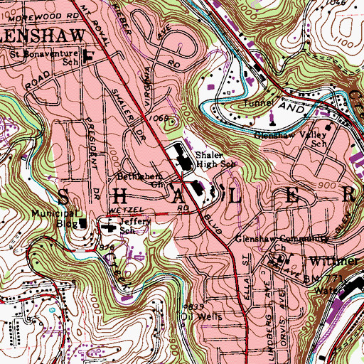 Topographic Map of Bethelem Church, PA