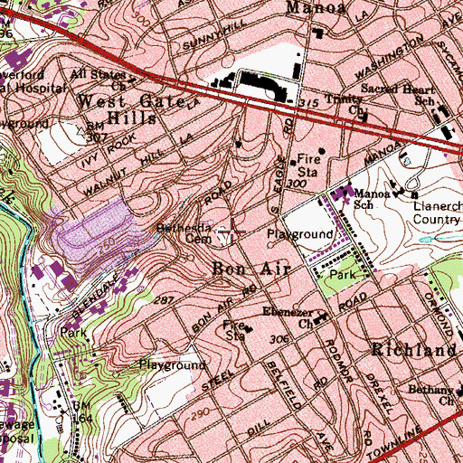 Topographic Map of Bethesda Cemetery, PA
