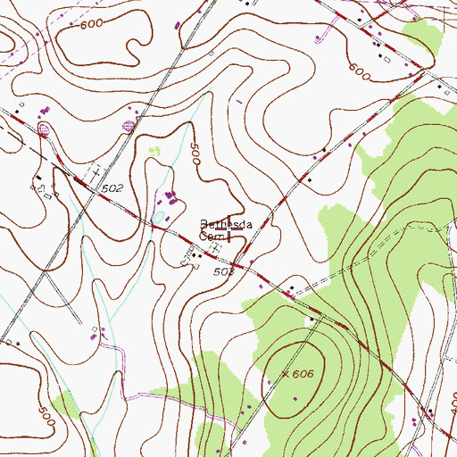 Topographic Map of Bethesda Cemetery, PA