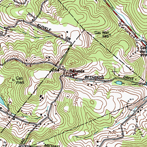 Topographic Map of Bethesda Cemetery, PA