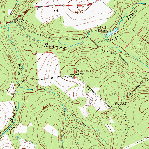 Topographic Map of Bethesda Cemetery, PA