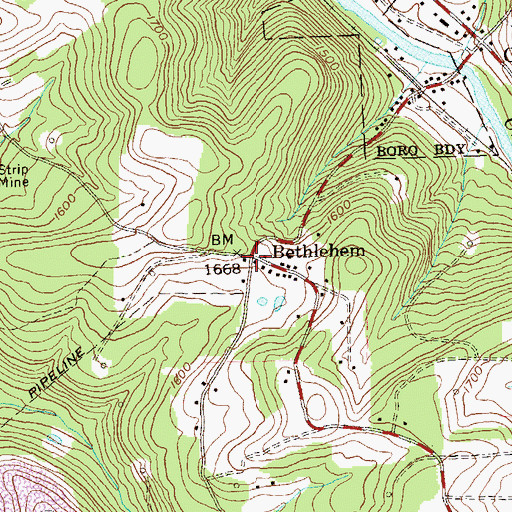 Topographic Map of Bethlehem, PA