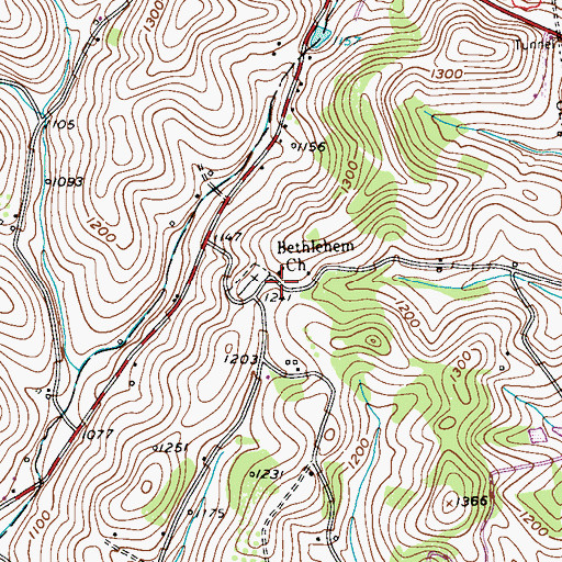 Topographic Map of Bethlehem Church, PA