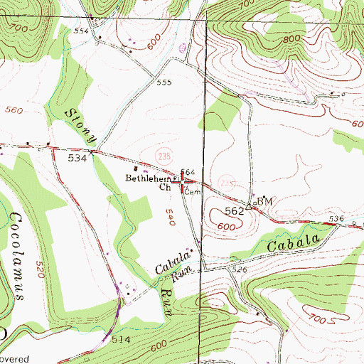 Topographic Map of Bethlehem Church, PA