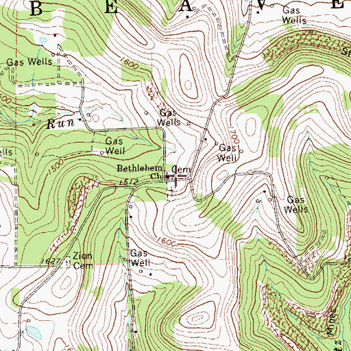 Topographic Map of Bethlehem Church, PA