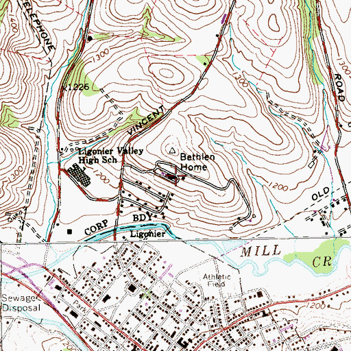 Topographic Map of Bethlen Home, PA