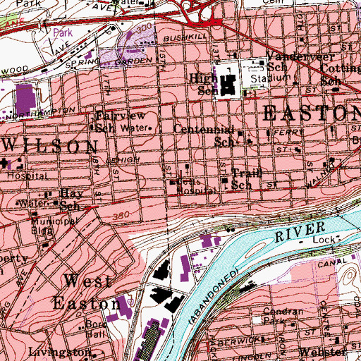Topographic Map of Betts Hospital, PA