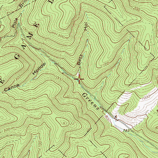 Topographic Map of Betz Hollow, PA