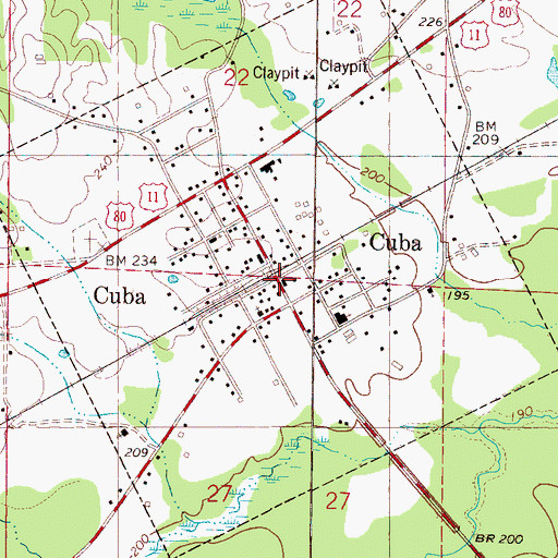 Topographic Map of Cuba, AL