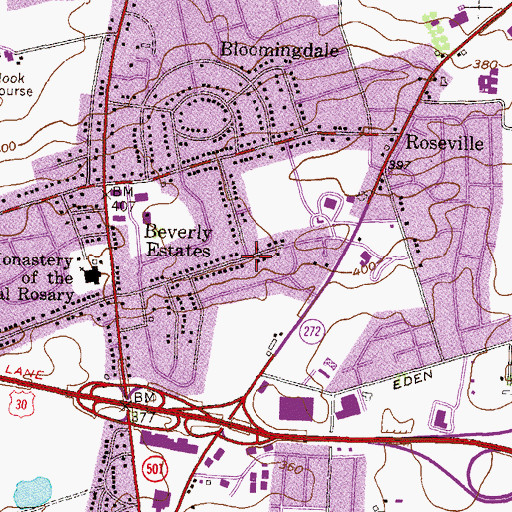 Topographic Map of Beverly Estates, PA