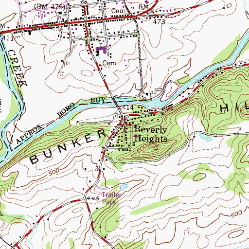 Topographic Map of Beverly Heights, PA