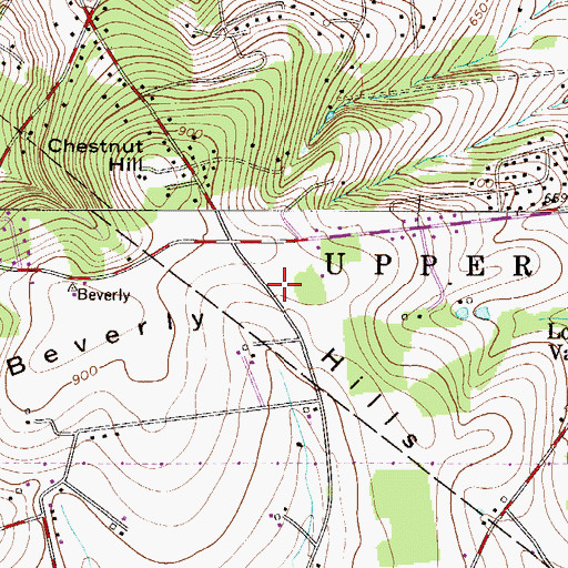 Topographic Map of Beverly Hills, PA