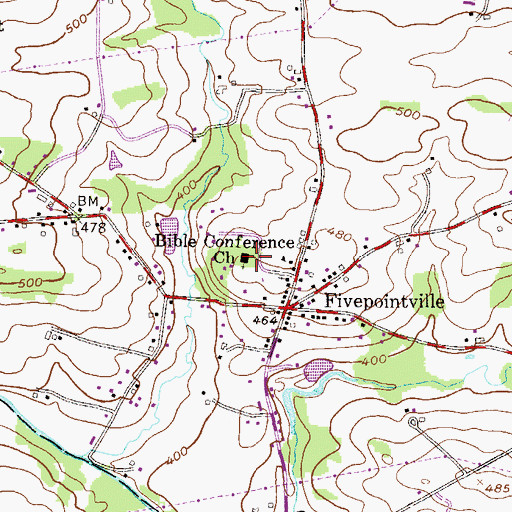 Topographic Map of Bible Conference Church, PA